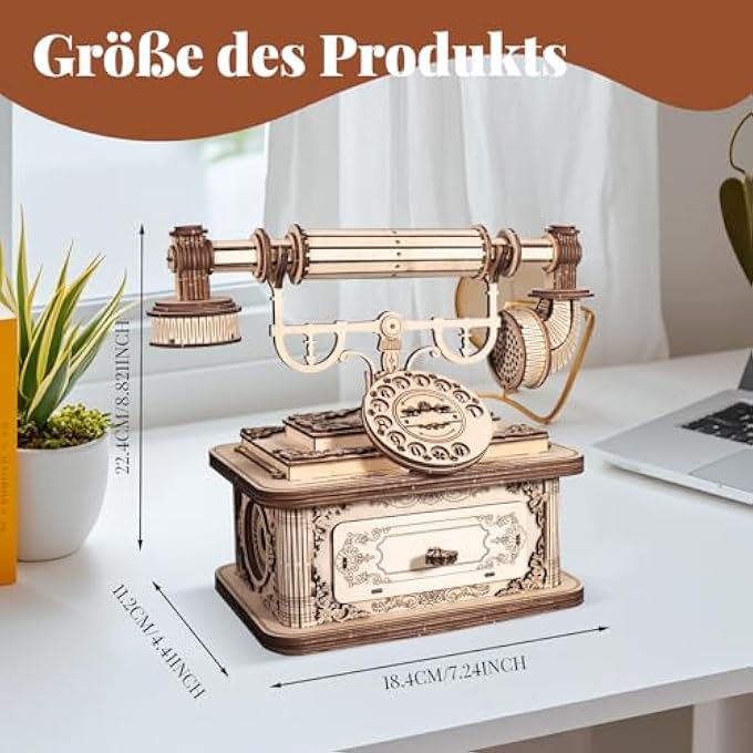 ACESOME 3D WOODEN PUZZLE ADULTS, RETRO PHONE MODEL KIT, WOODEN MODELS BUILDING KITS, 136 PIECES CRAFT SETS GIFT FOR ADULTS AND TEENAGERS, DIY CHRISTMAS BIRTHDAY GIFTS - Image 2